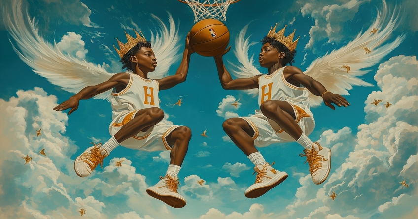 änglar unga pojkar osm spelar basket