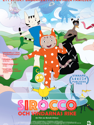 Filmaffisch med olika animerade kattfigurer.