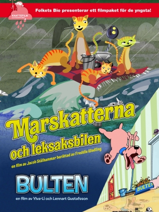 Animerad filmaffisch med sagokatter.